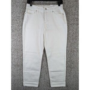 Style&Co Girlfriend Jeans Mid Rise‎ Slimming Pocket White Denim 8P Petite